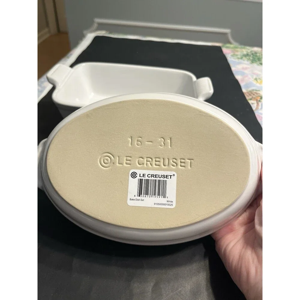 LE CREUSET Stoneware Rectangular & Oval Baking Dish Cotton White New